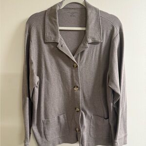 Appleseed's Tan Knit Jacket Button Down Top